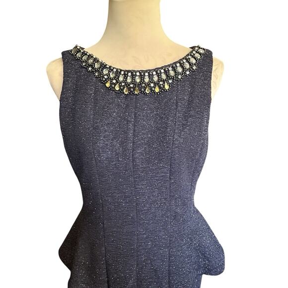 Eliza J. Women’s Sleeveless Sheath Black Dress Silver Glitter Embellished Sz. 8 - Picture 2 of 16